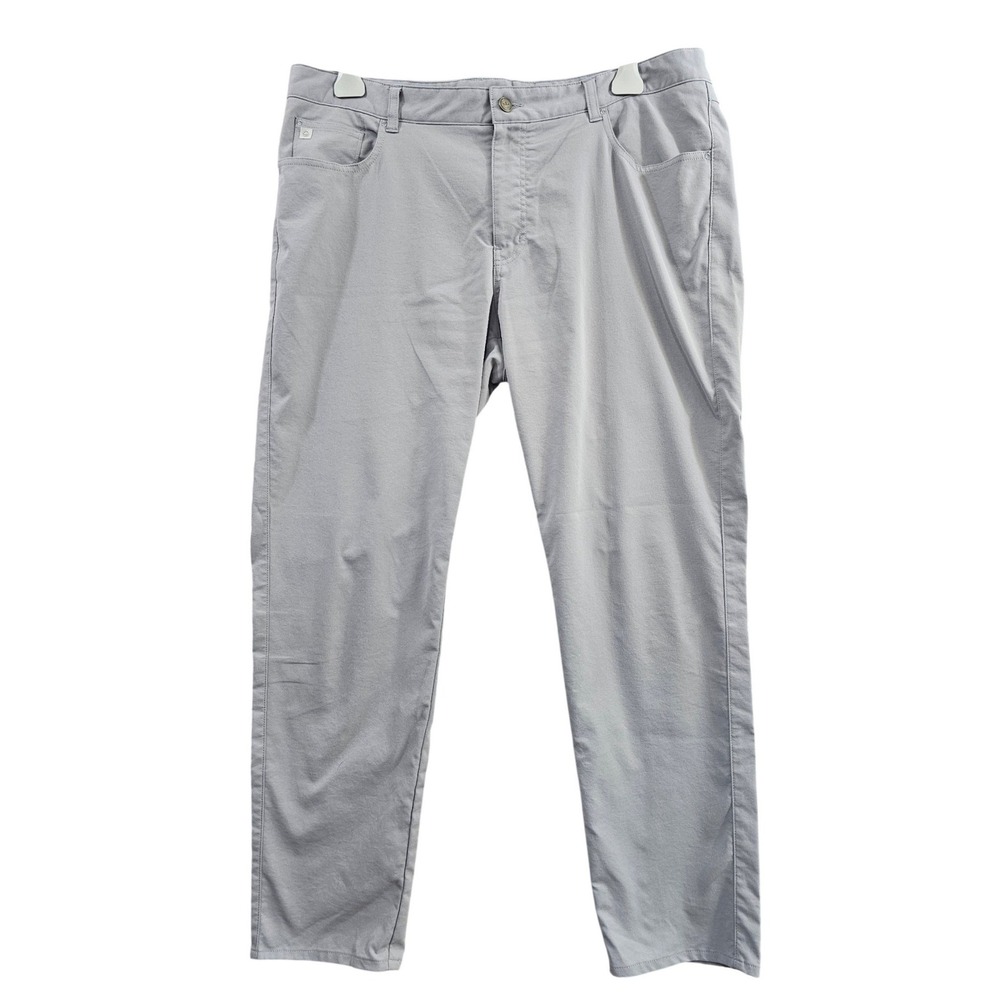 Peter Millar Gale Performance Pants Mens 40/32 Grey Solid 5-Pocket Golf Trousers